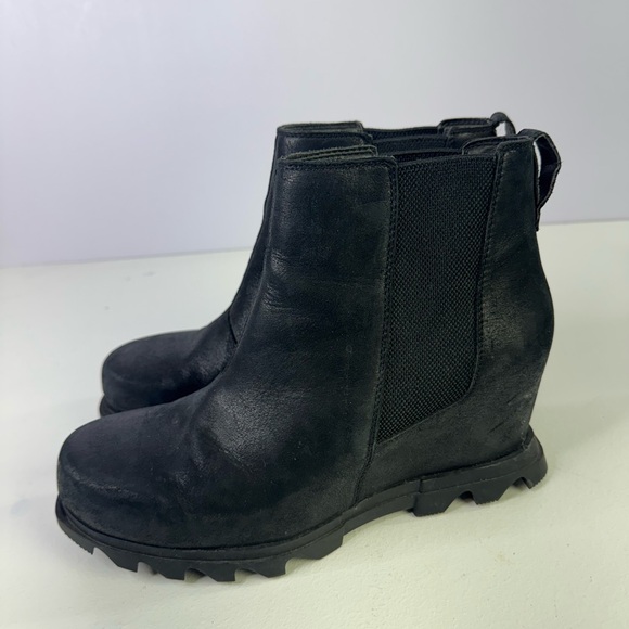 Sorel Women's Joan of Arctic Wedge III Chelsea boots in black leather size 11 - Picture 4 of 11